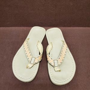 Womans Reef Leather Flip Flops Sandals Size 7